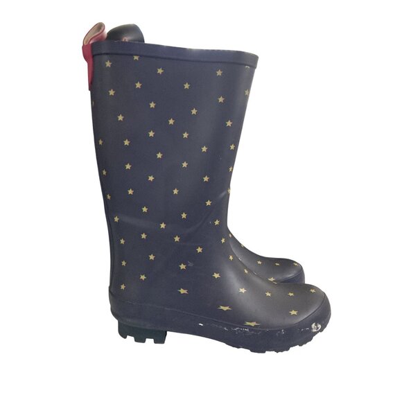 Cat & Jack big Kids size 3 Navy Star Print knee high rubber Rain Boots shoes - Picture 4 of 7